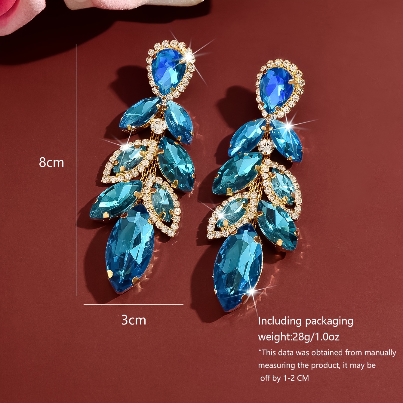 Gorgeous Leaf Drop Earrings with Shiny Marquise Rhinestones